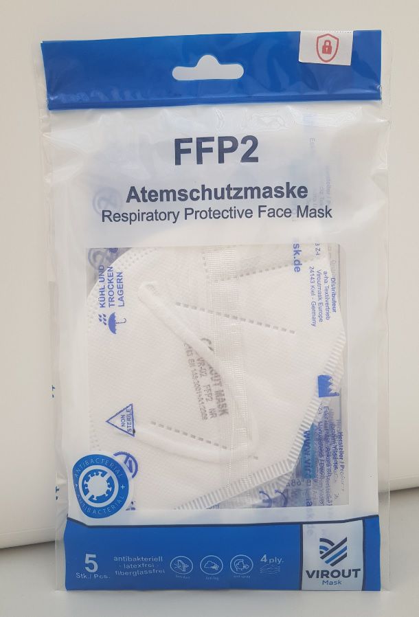 FFP2 Schutzmaske ohne Ventil mit Ohrenschlaufen CE 2163 für Erwachsene